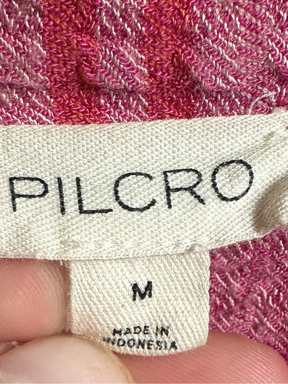 Anthropologie Pilcro Ruched Deep V-Neck Pink Buttondown Plaid Blouse Women’s M - Picture 5 of 10